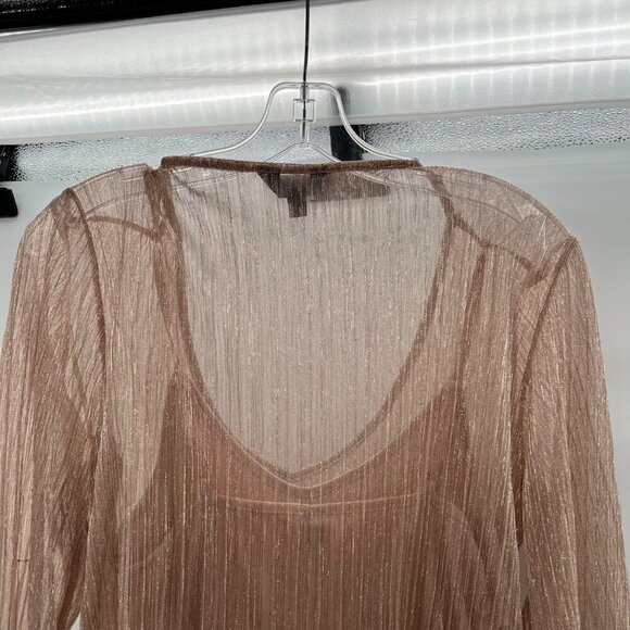 ADIVA Women's Layered V-Neck Blush Metallic Top Size Medium - Picture 6 of 9